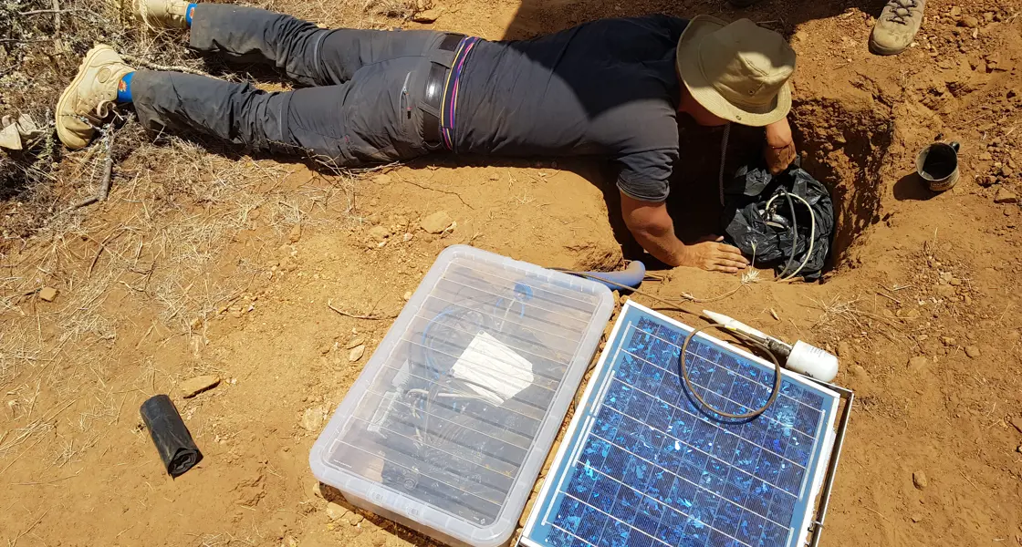 Researchers collecting data from Elephant footprints