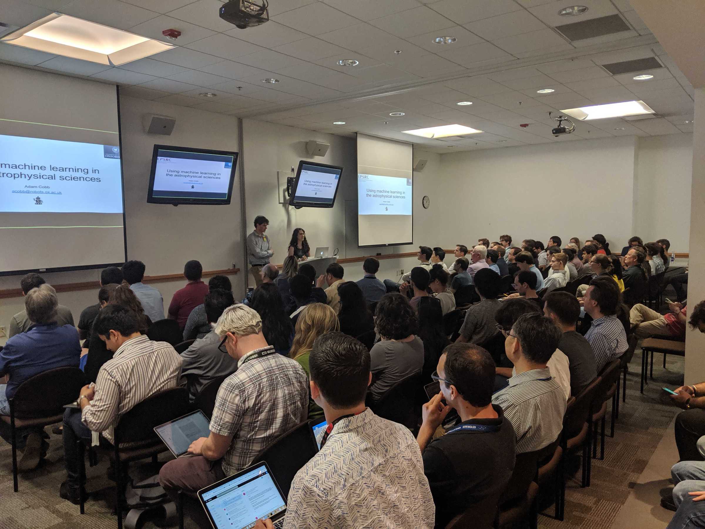Researchers in classroom at Oxford's Deparment of Engineering Science